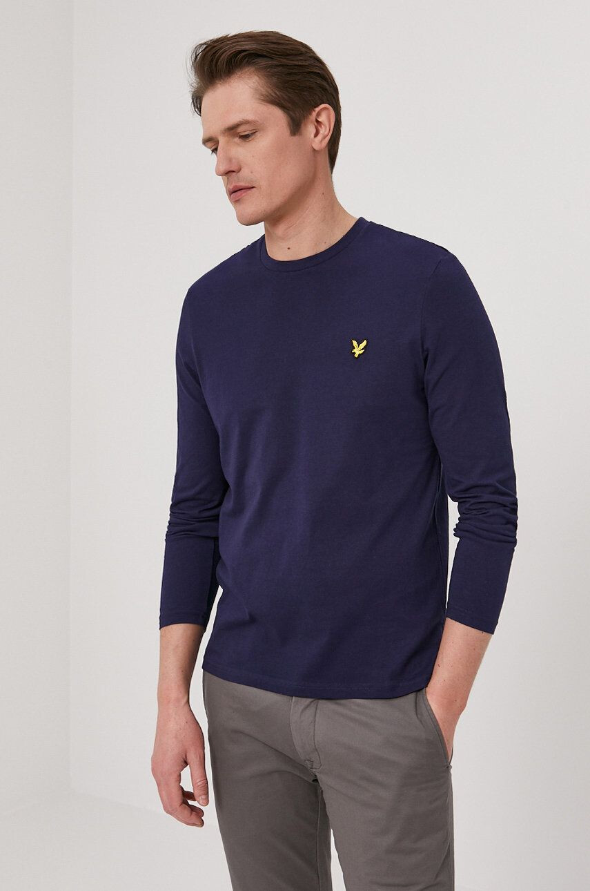 Lyle & Scott Longsleeve bărbați culoarea albastru marin material neted - Pled.ro