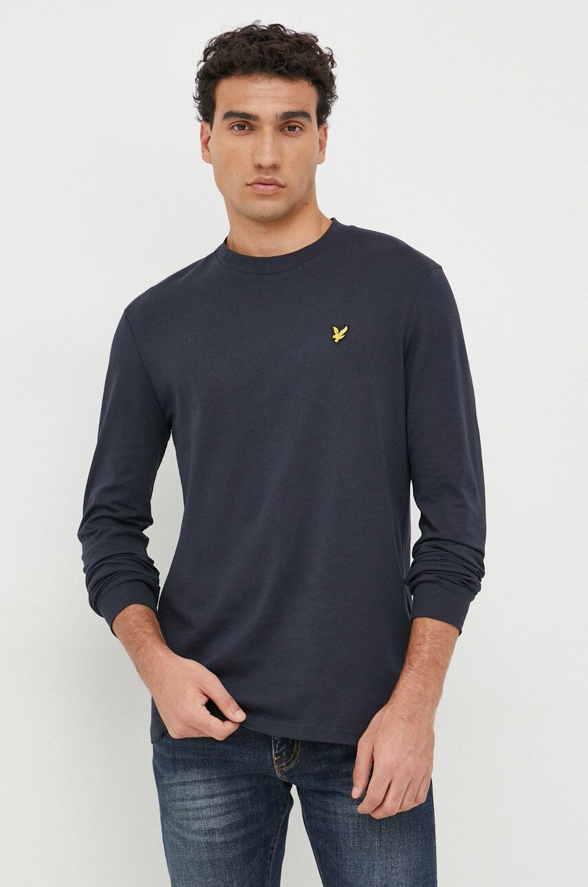 Lyle & Scott longsleeve din bumbac culoarea alb neted - Pled.ro