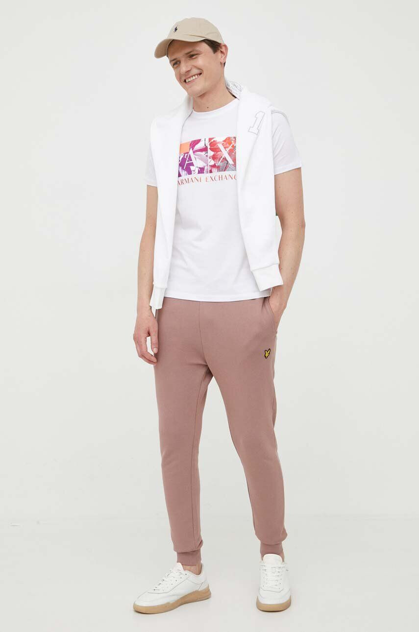 Lyle & Scott pantaloni de trening din bumbac culoarea roz neted - Pled.ro