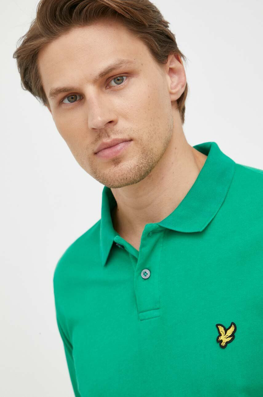 Lyle & Scott polo de bumbac culoarea verde neted - Pled.ro