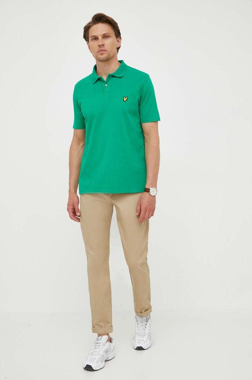 Lyle & Scott polo de bumbac culoarea verde neted - Pled.ro