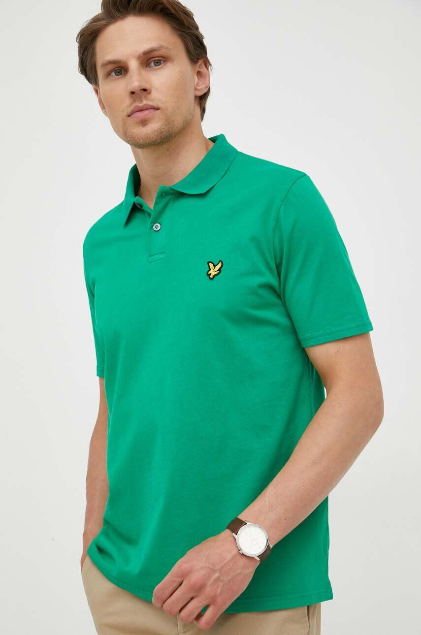 Lyle & Scott polo de bumbac culoarea verde neted - Pled.ro