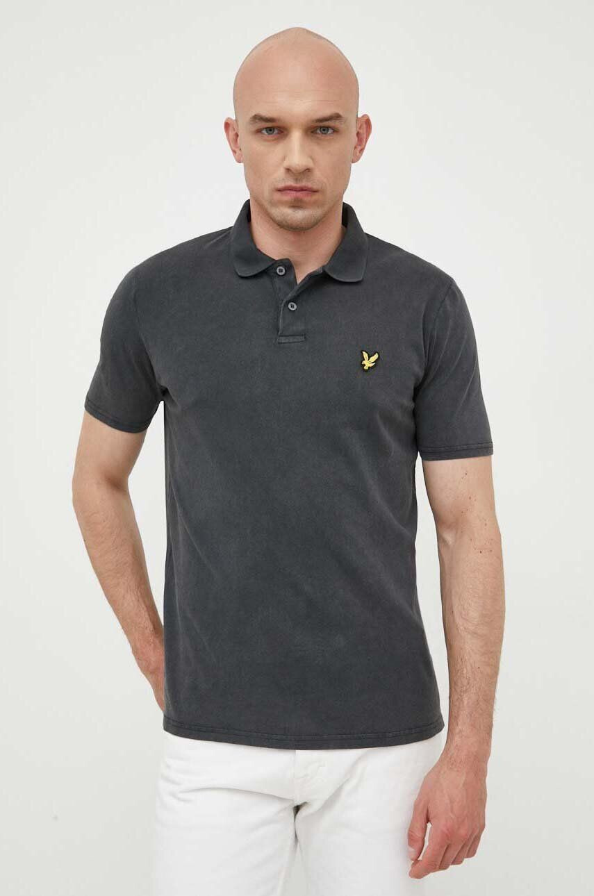 Lyle & Scott polo de bumbac culoarea negru neted - Pled.ro