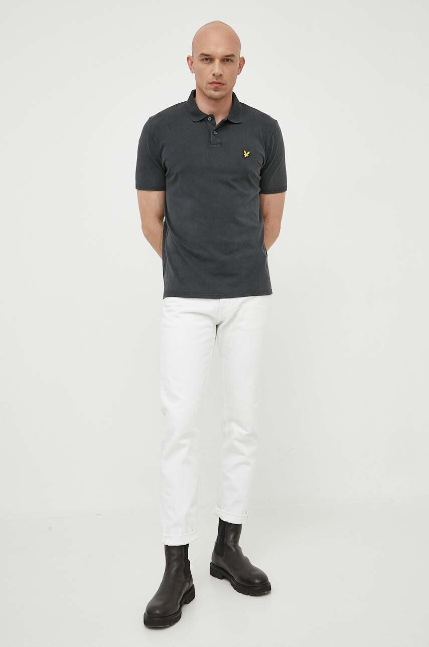 Lyle & Scott polo de bumbac culoarea negru neted - Pled.ro