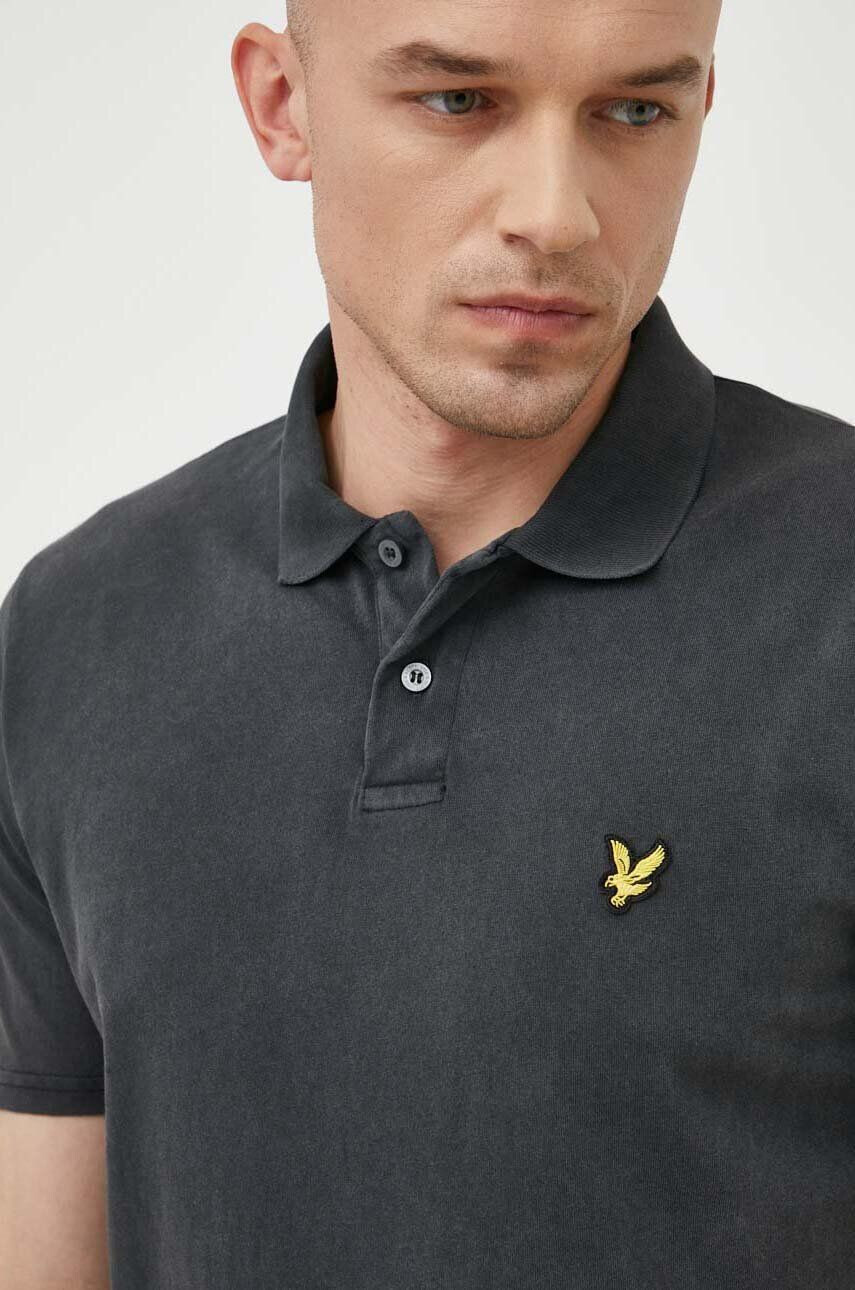 Lyle & Scott polo de bumbac culoarea negru neted - Pled.ro