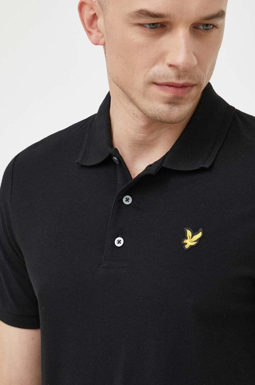 Lyle & Scott polo de bumbac culoarea negru neted - Pled.ro