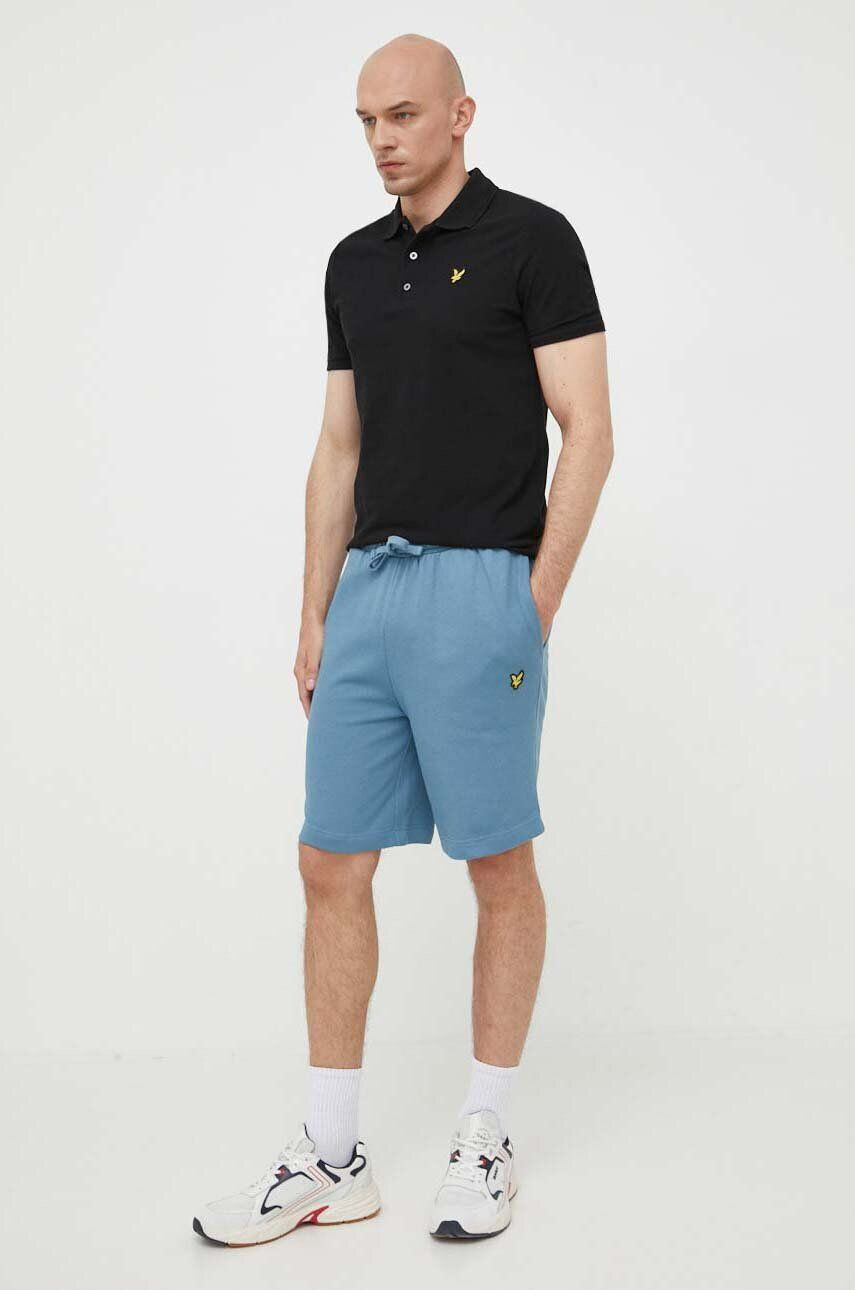 Lyle & Scott polo de bumbac culoarea negru neted - Pled.ro