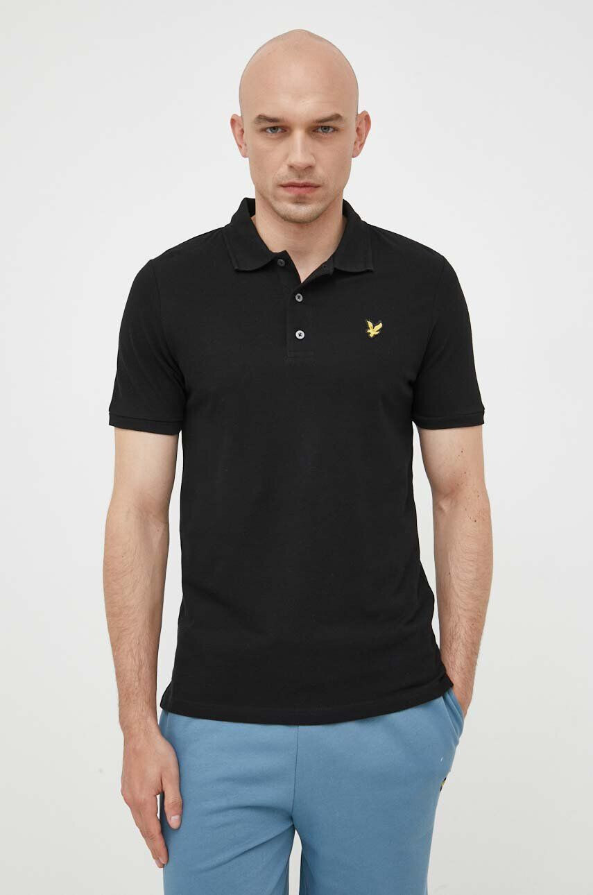 Lyle & Scott polo de bumbac culoarea negru neted - Pled.ro