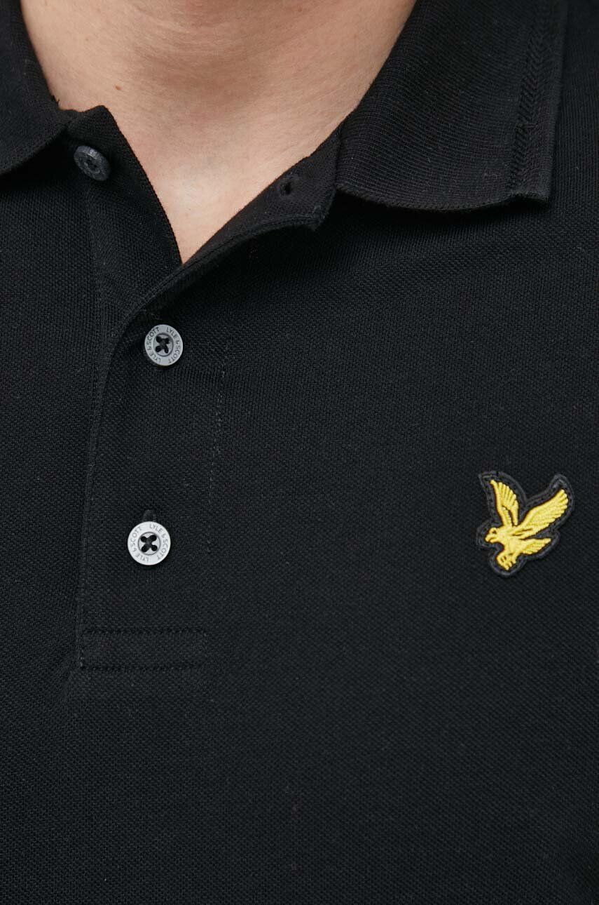 Lyle & Scott polo de bumbac culoarea negru neted - Pled.ro