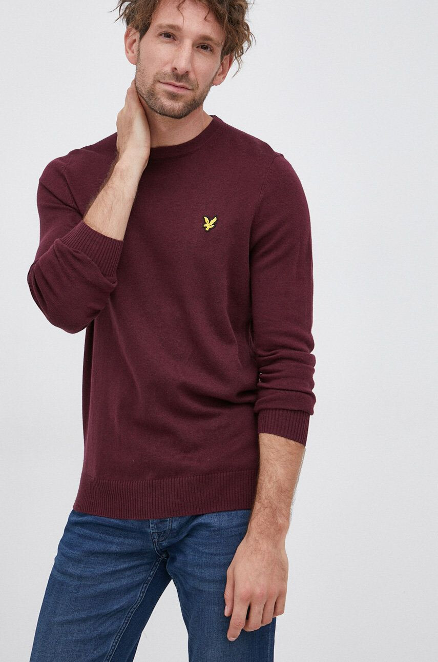 Lyle & Scott Pulover bărbați culoarea bordo light - Pled.ro