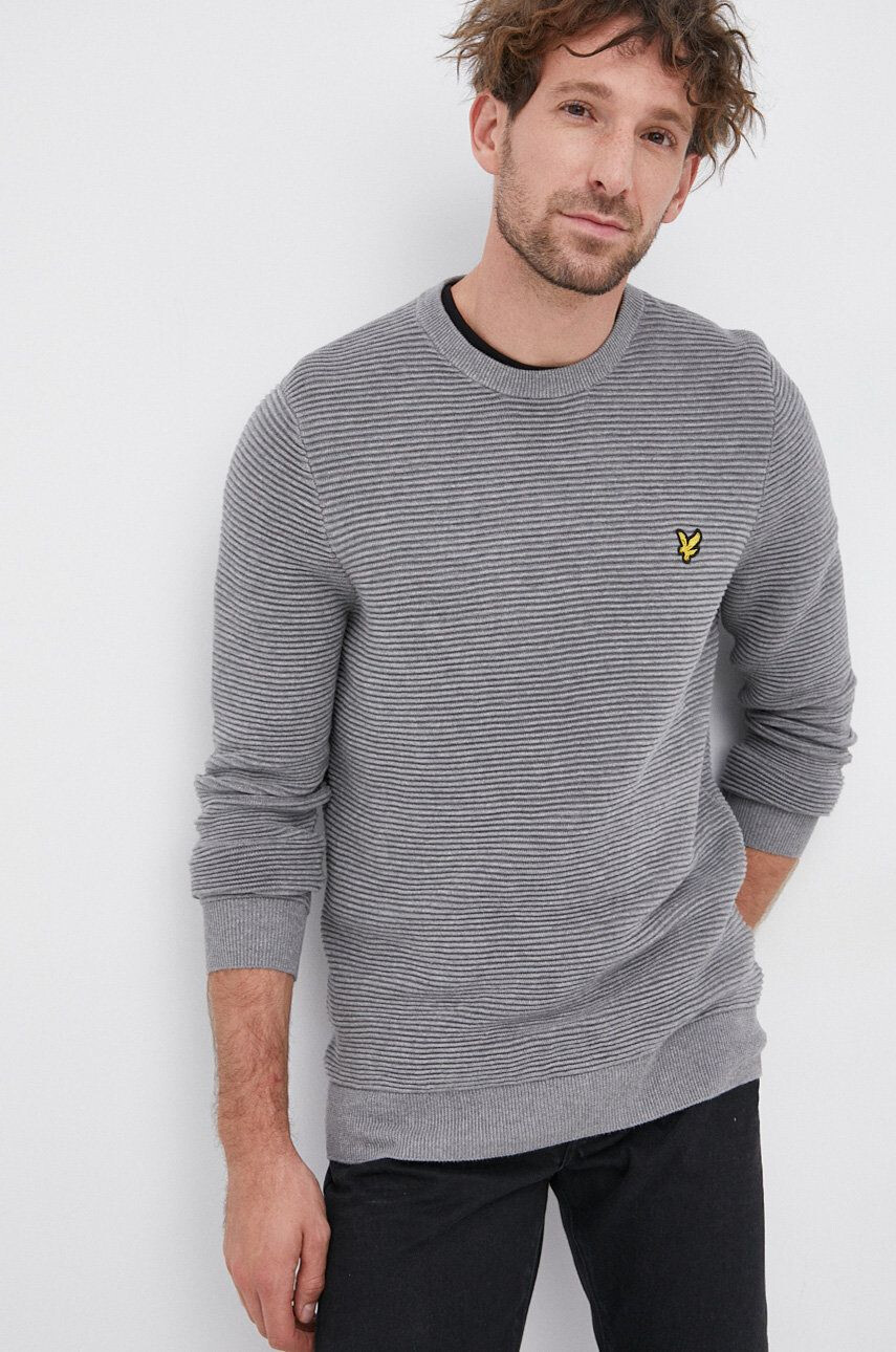 Lyle & Scott Pulover de bumbac bărbați culoarea gri light - Pled.ro