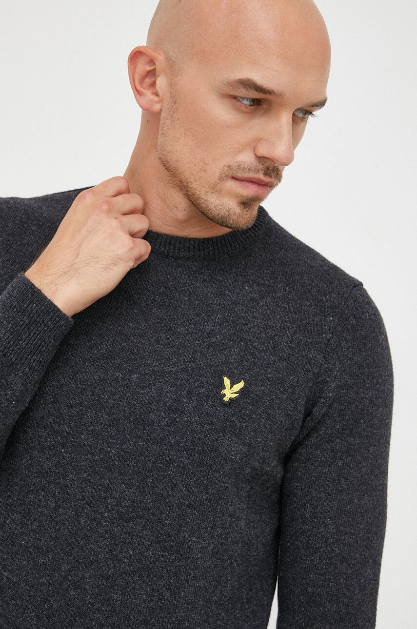 Lyle & Scott pulover de lana barbati culoarea gri light - Pled.ro