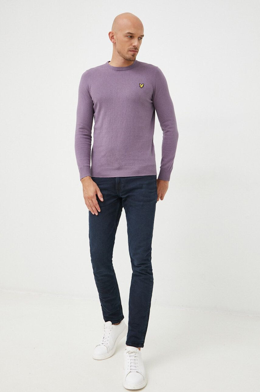 Lyle & Scott pulover din amestec de lana barbati culoarea violet light - Pled.ro