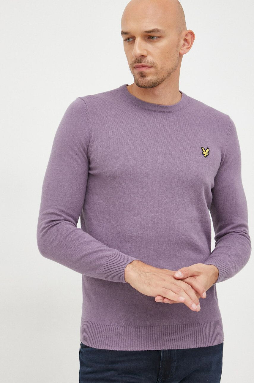 Lyle & Scott pulover din amestec de lana barbati culoarea violet light - Pled.ro