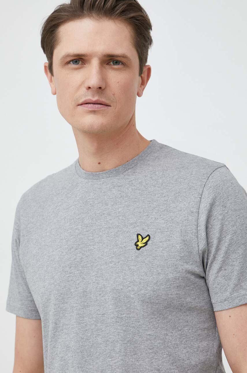 Lyle & Scott tricou din bumbac culoarea gri melanj - Pled.ro