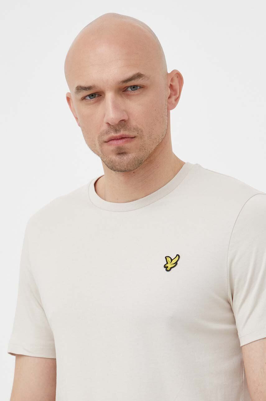 Lyle & Scott tricou din bumbac culoarea bej neted - Pled.ro