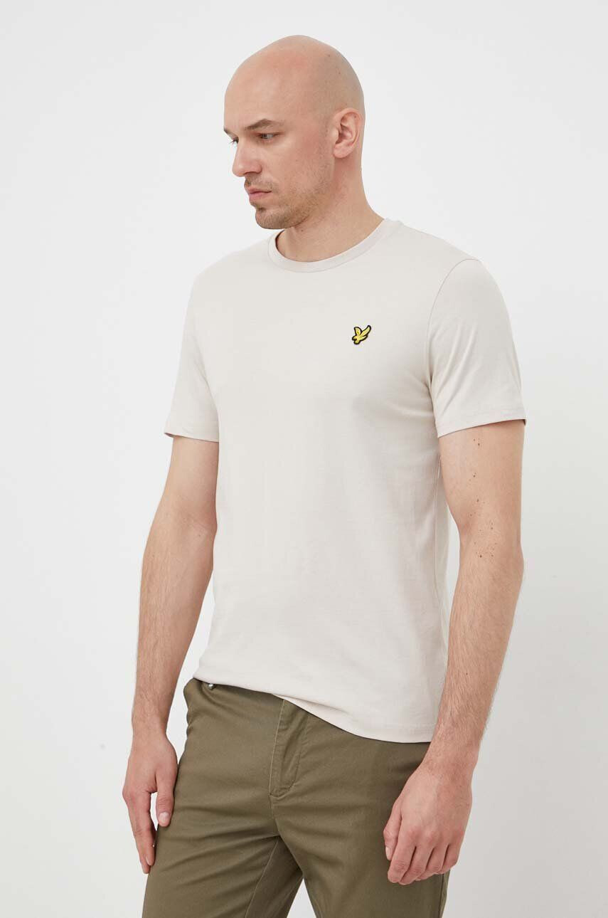 Lyle & Scott tricou din bumbac culoarea bej neted - Pled.ro