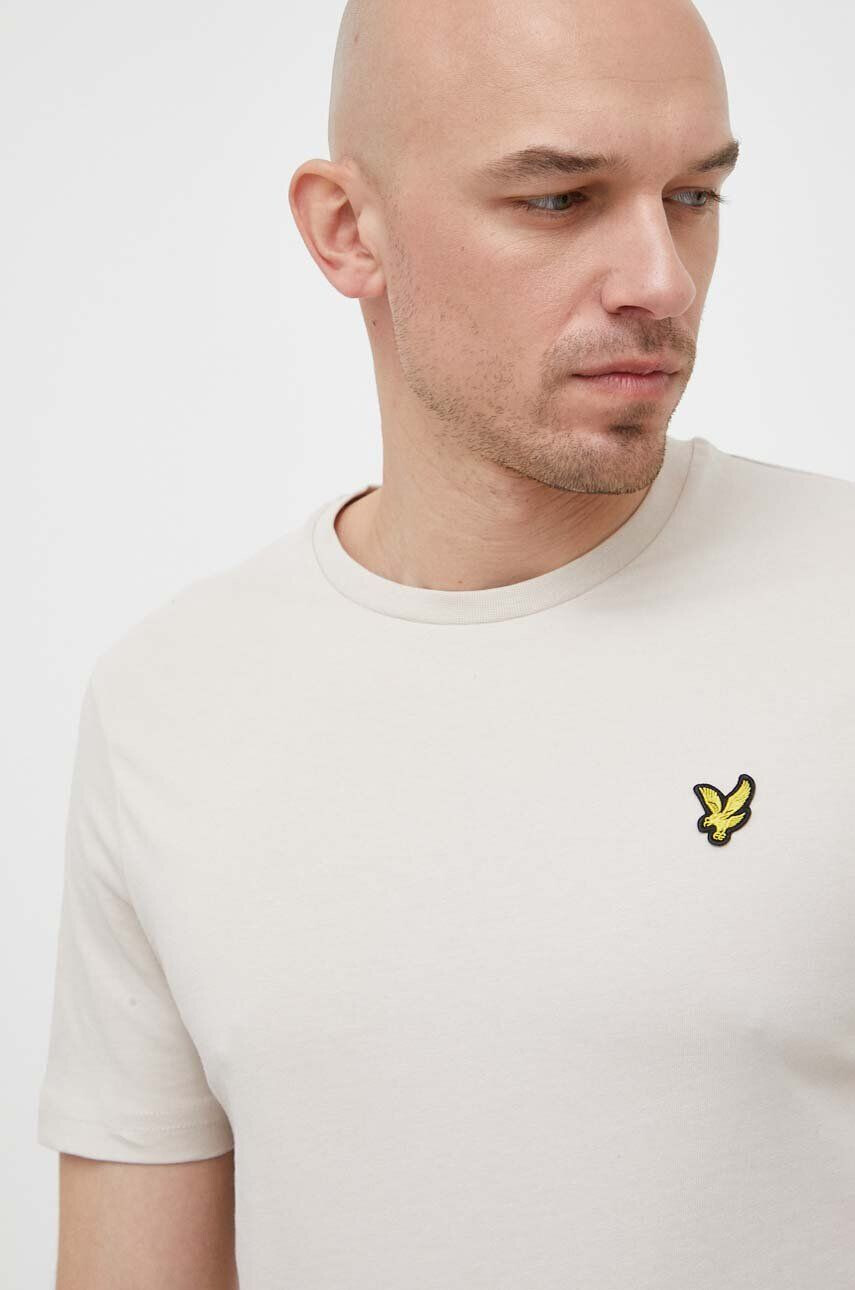 Lyle & Scott tricou din bumbac culoarea bej neted - Pled.ro