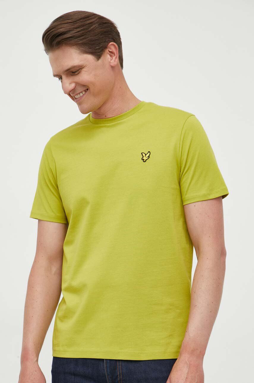 Lyle & Scott tricou din bumbac culoarea verde neted - Pled.ro