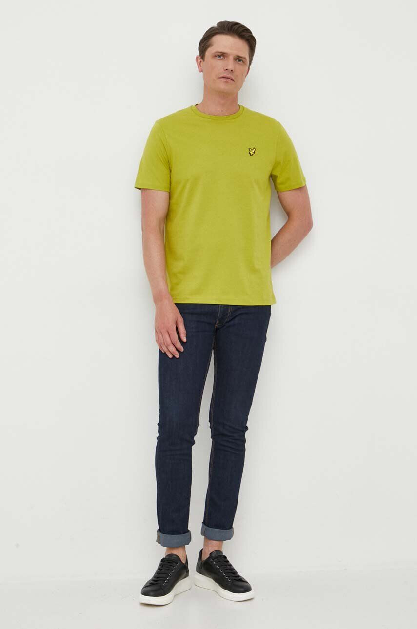 Lyle & Scott tricou din bumbac culoarea verde neted - Pled.ro