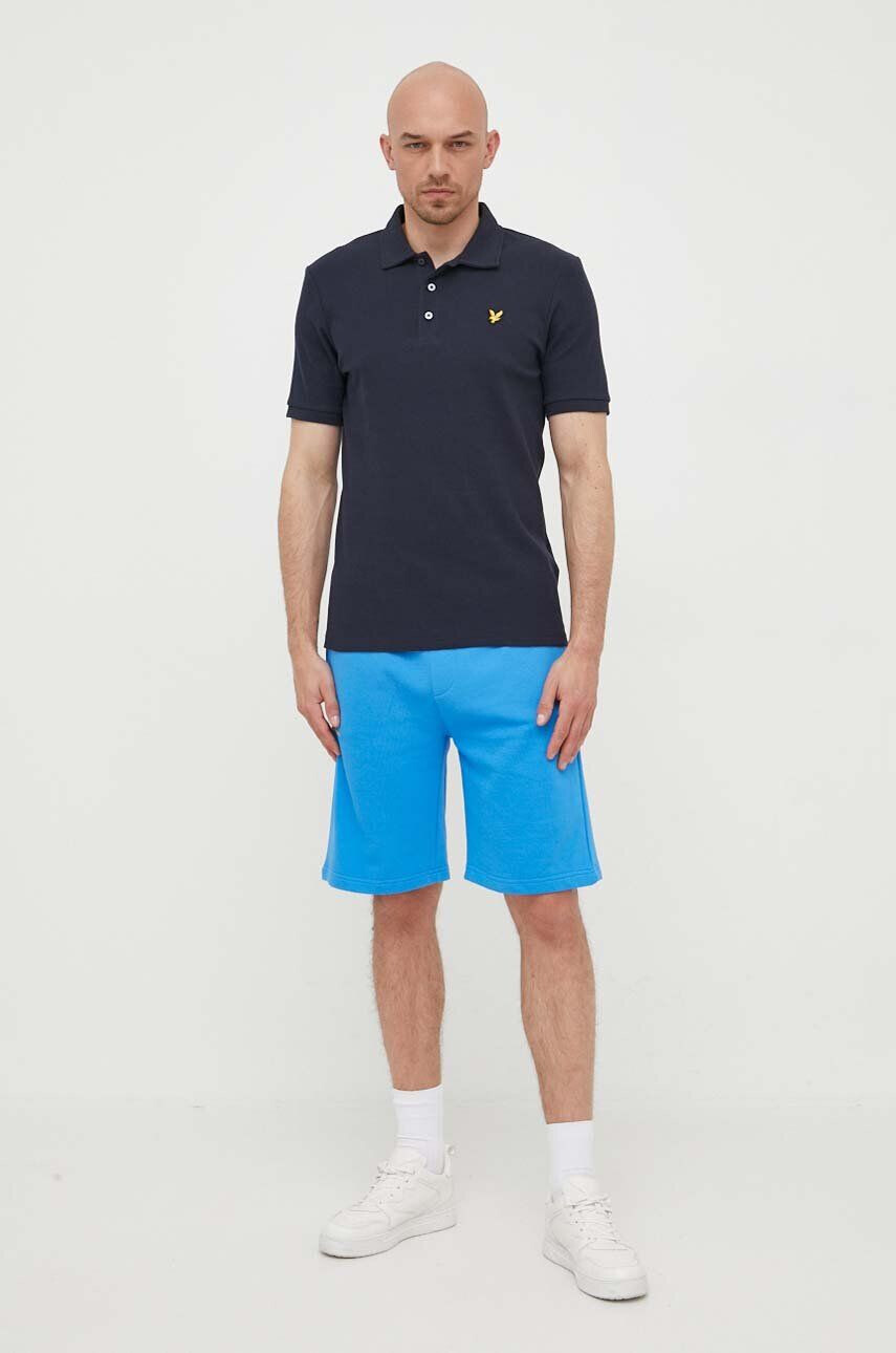 Lyle & Scott tricou polo barbati culoarea albastru marin cu imprimeu - Pled.ro