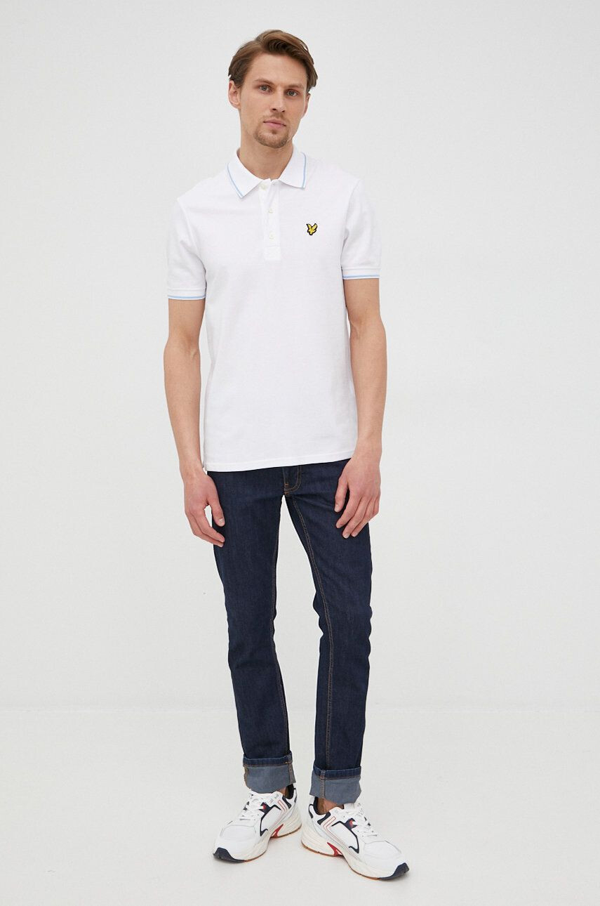 Lyle & Scott tricou polo barbati culoarea alb neted - Pled.ro