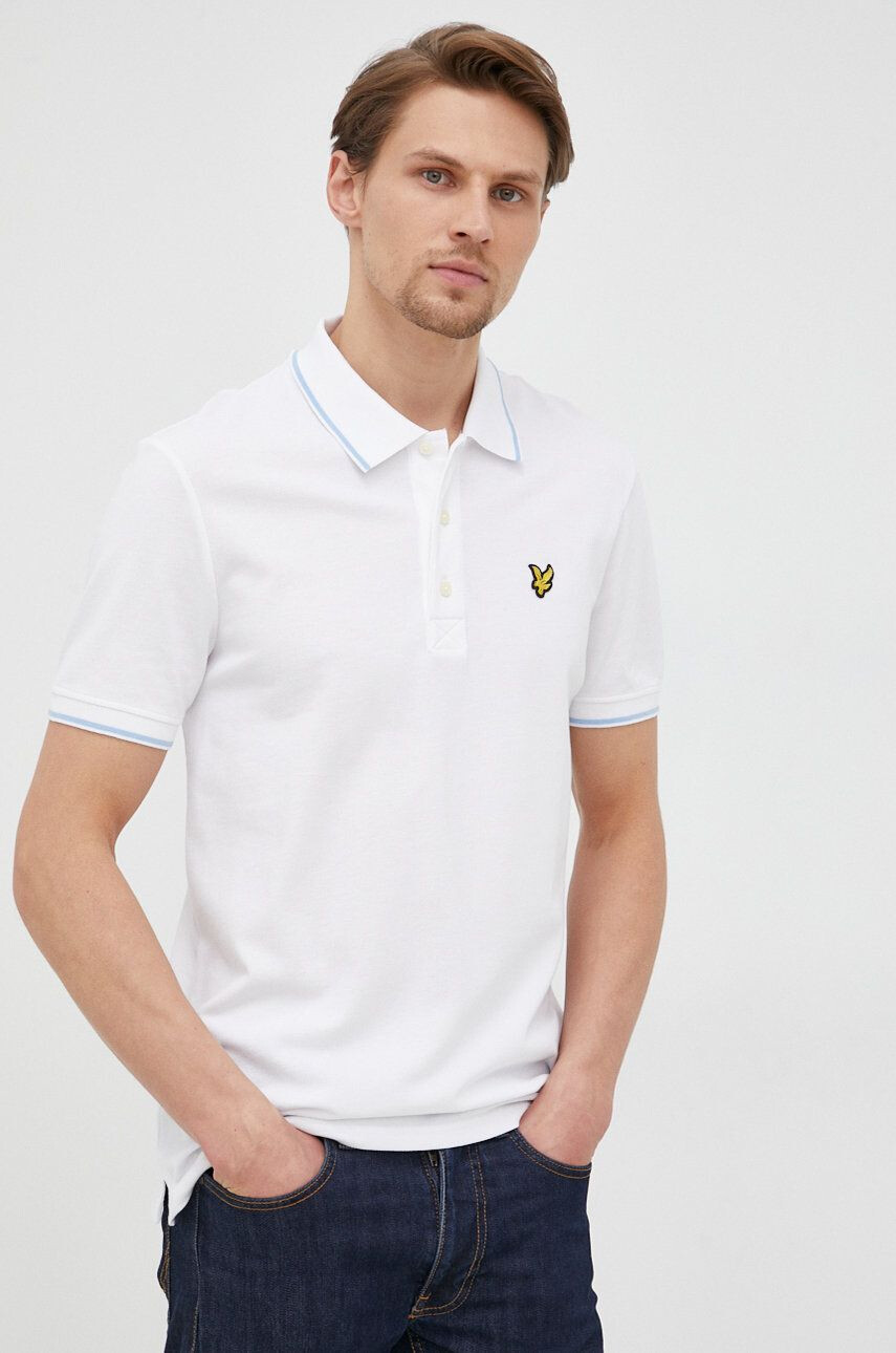 Lyle & Scott tricou polo barbati culoarea alb neted - Pled.ro