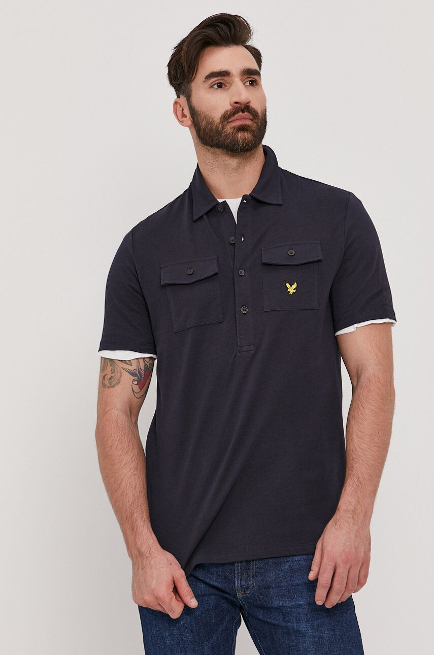 Lyle & Scott Tricou Polo bărbați culoarea albastru marin material neted - Pled.ro