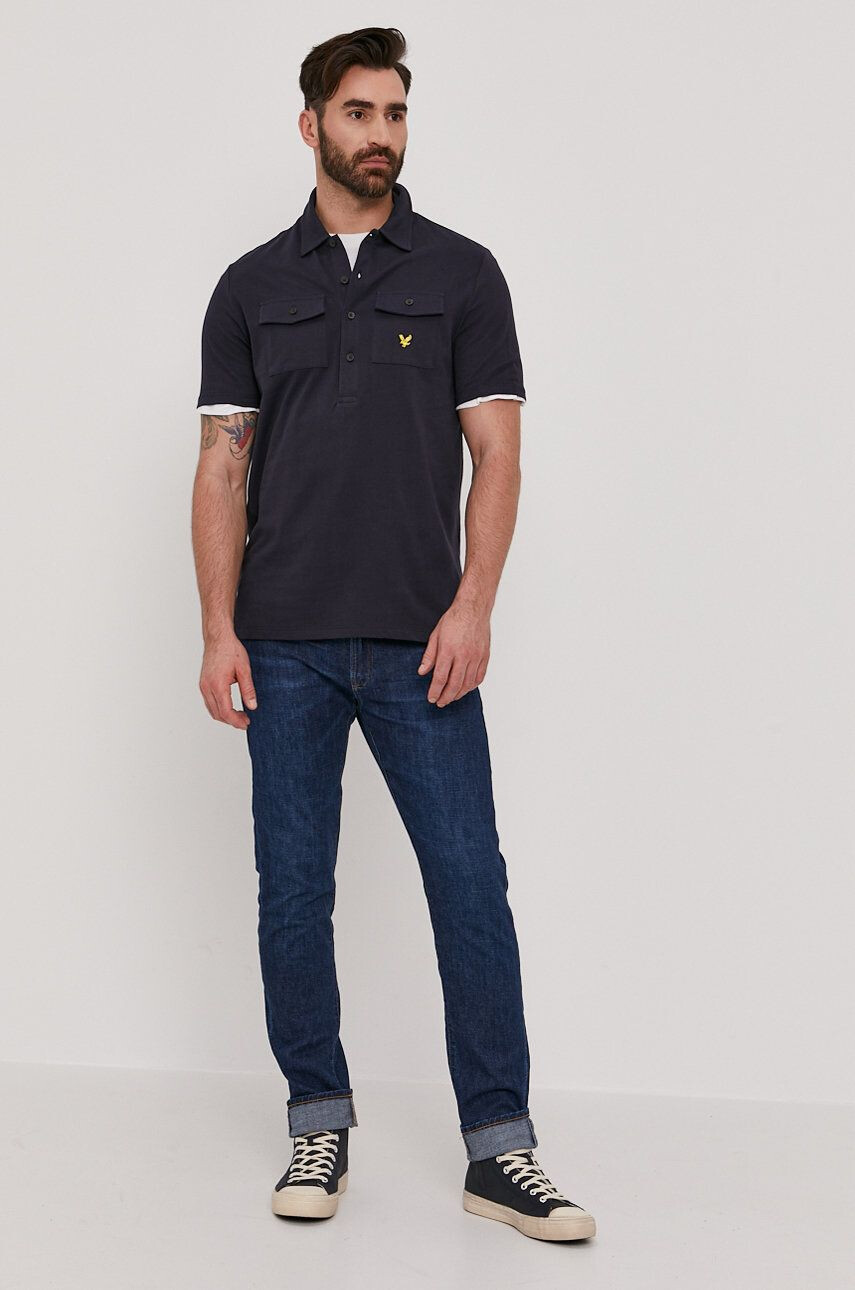 Lyle & Scott Tricou Polo bărbați culoarea albastru marin material neted - Pled.ro