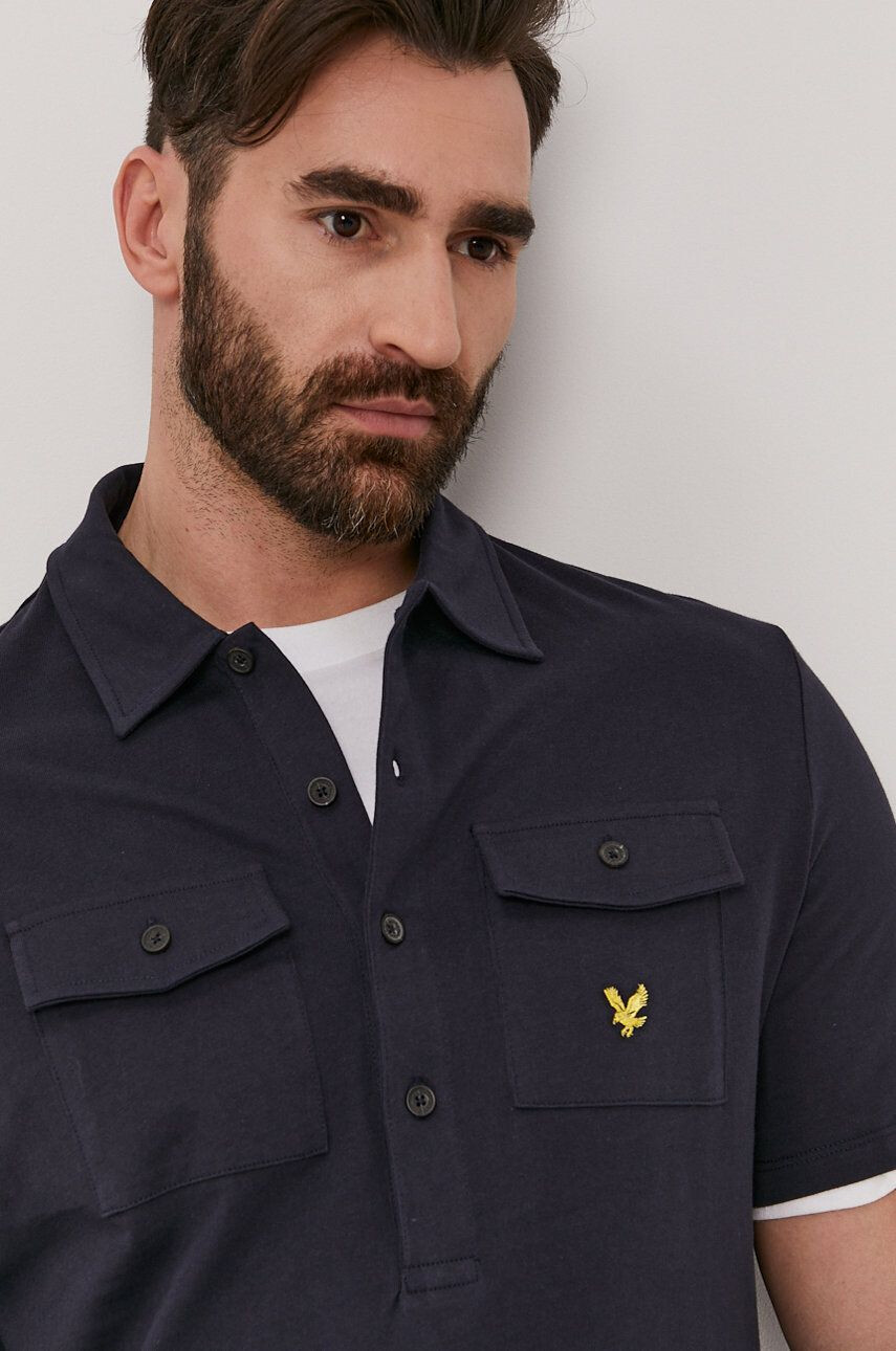 Lyle & Scott Tricou Polo bărbați culoarea albastru marin material neted - Pled.ro