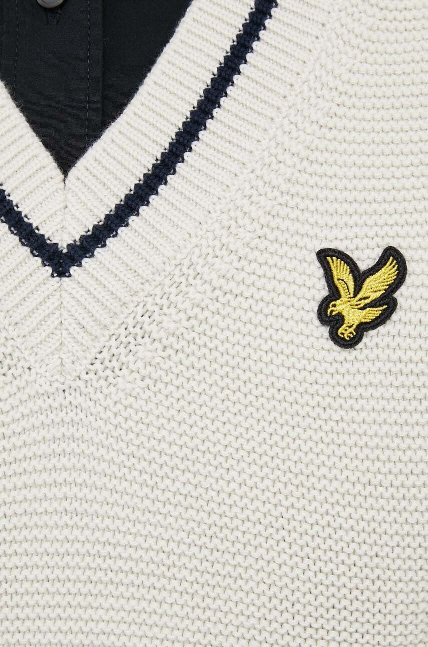 Lyle & Scott vestă din bumbac culoarea bej - Pled.ro