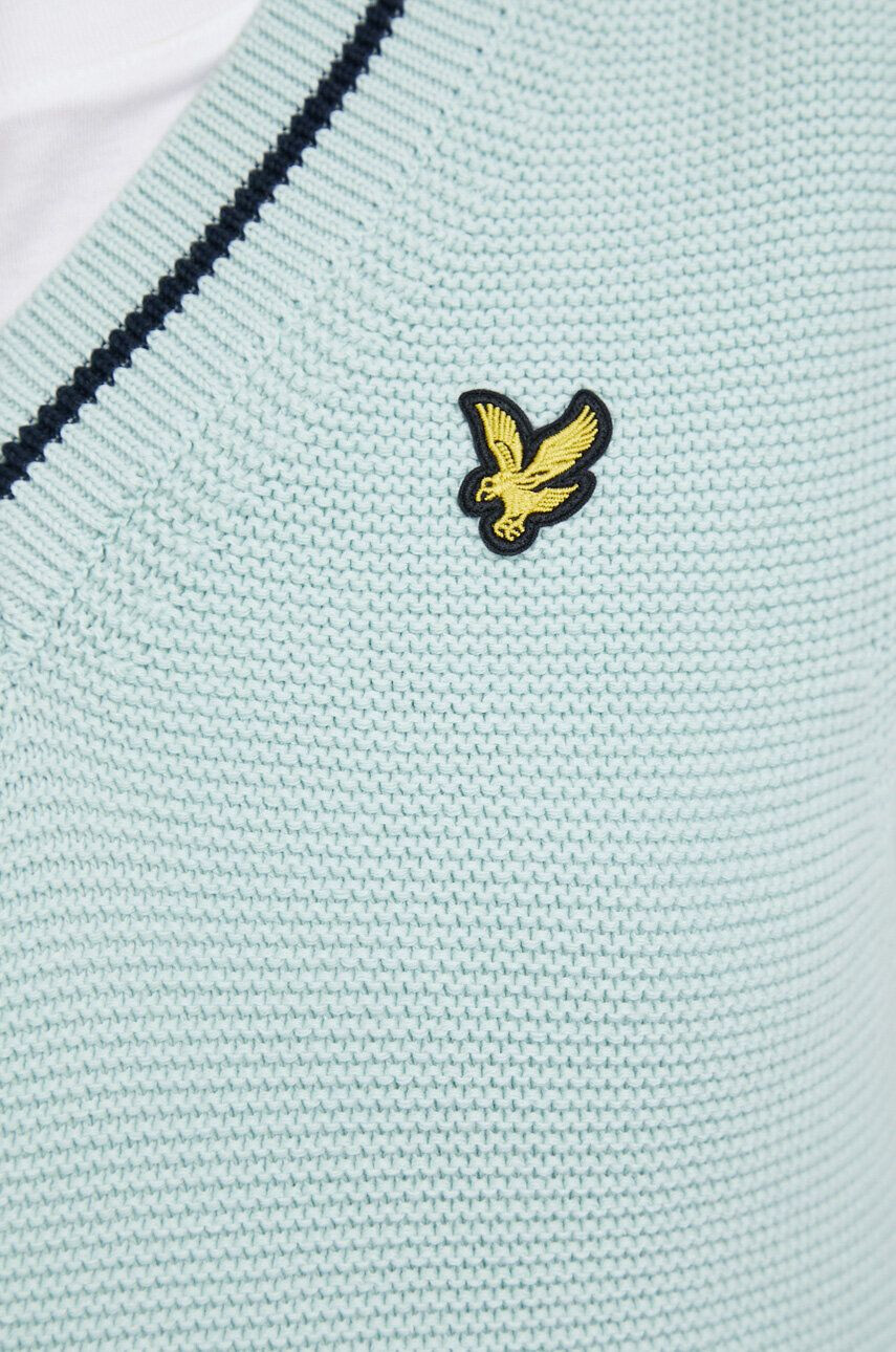 Lyle & Scott vestă din bumbac culoarea verde light - Pled.ro