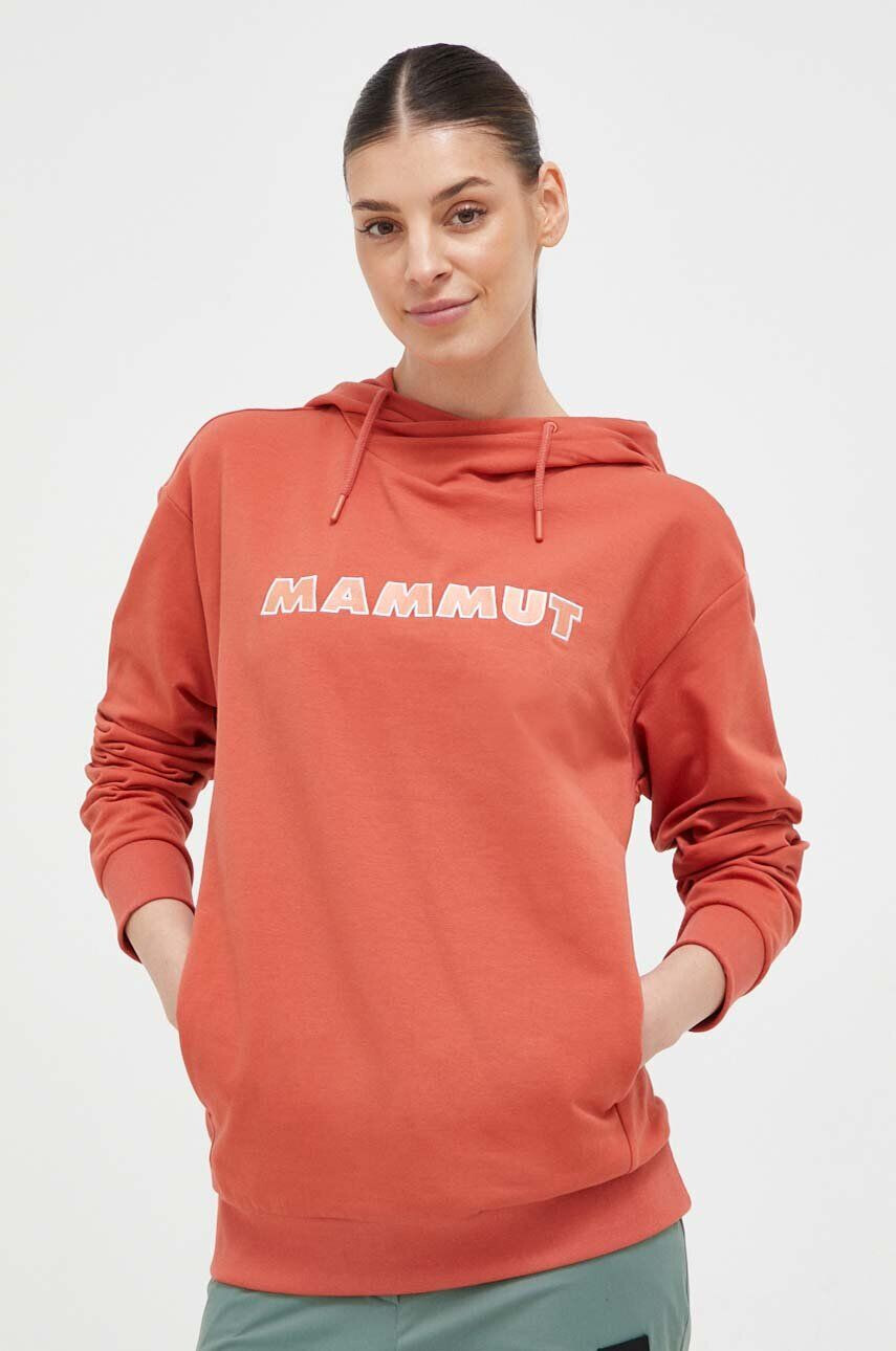 Mammut bluza ML Hoody Logo femei culoarea roz cu glugă cu imprimeu - Pled.ro