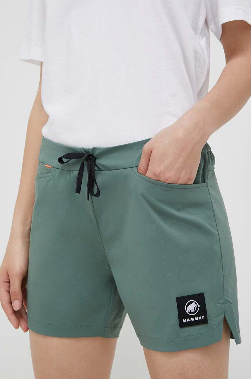 Mammut pantaloni scurți outdoor Massone Light culoarea verde neted medium waist - Pled.ro