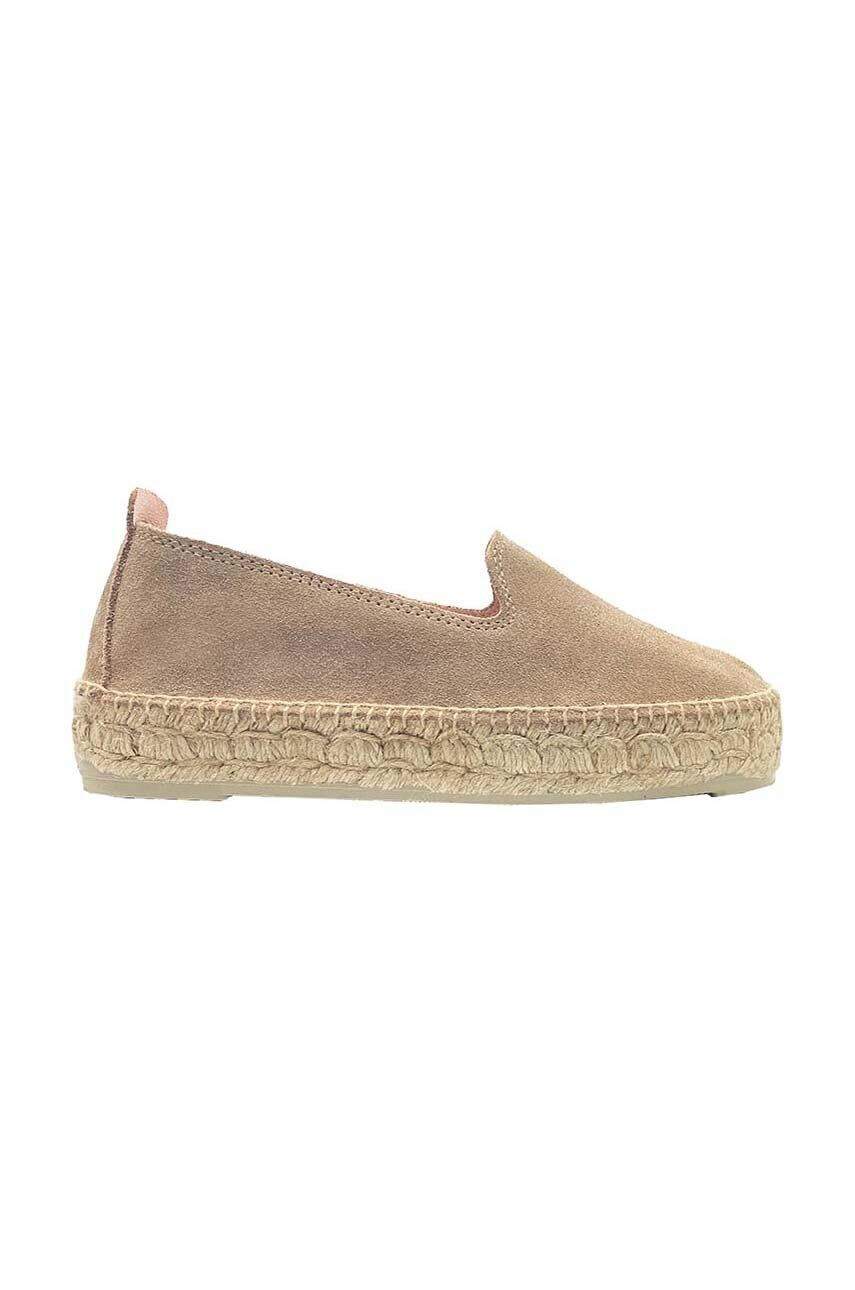 Manebi espadrile din piele intoarsa Double Sole Espadrilles culoarea maro cu platforma W 1.9 D0 - Pled.ro