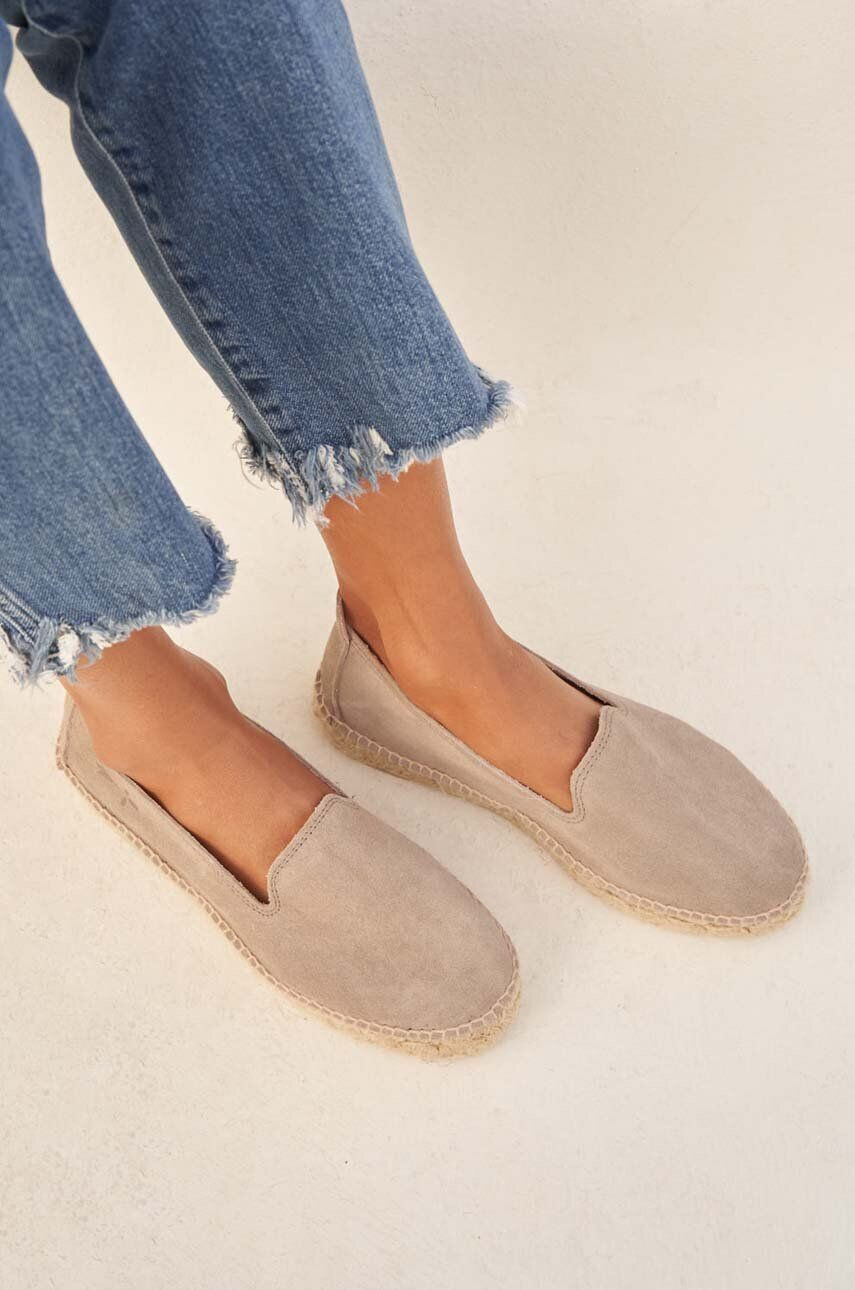 Manebi espadrile din piele intoarsa Double Sole Espadrilles culoarea maro cu platforma W 1.9 D0 - Pled.ro