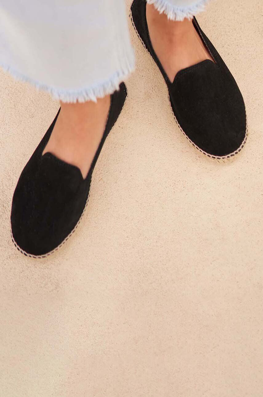 Manebi espadrile din piele intoarsa Double Sole Espadrilles culoarea negru cu platforma K 1.0 D0 - Pled.ro