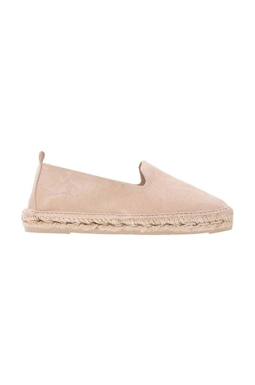 Manebi espadrile din piele intoarsa Flat culoarea bej K 1.1 N0 - Pled.ro