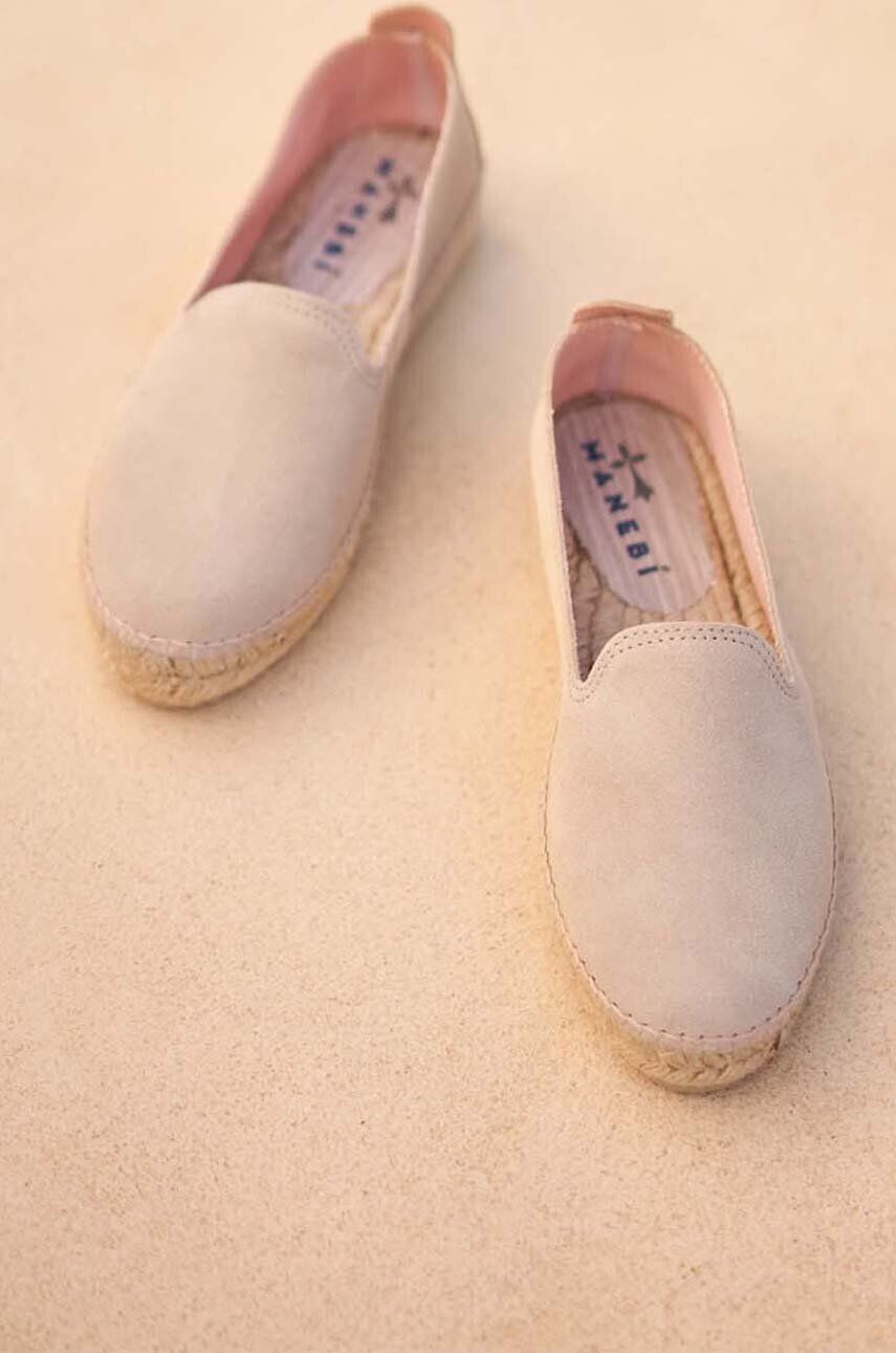 Manebi espadrile din piele intoarsa Flat culoarea bej K 1.1 N0 - Pled.ro