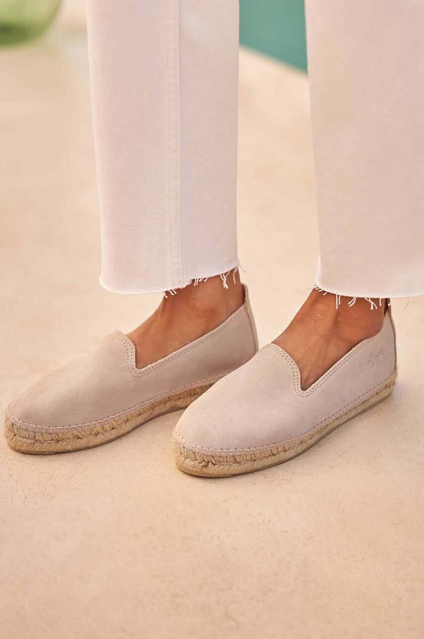 Manebi espadrile din piele intoarsa Flat culoarea bej K 1.1 N0 - Pled.ro