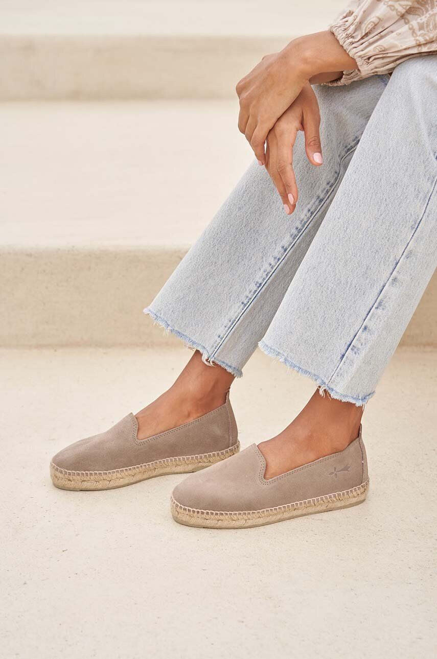 Manebi espadrile din piele intoarsa Flat Espadrilles culoarea maro W 1.9 N0 - Pled.ro