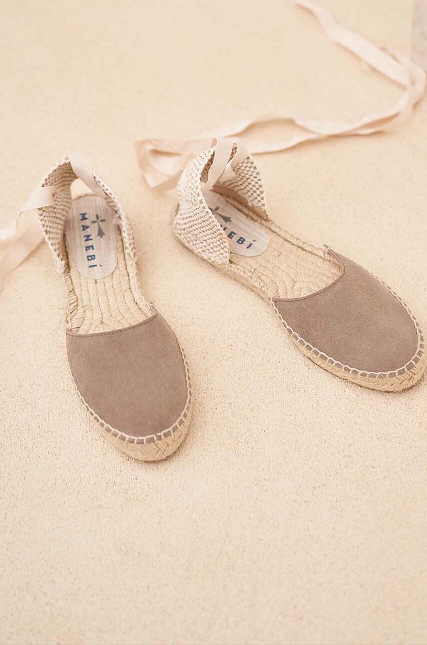 Manebi espadrile din piele intoarsa Flat Valenciana Espadrilles culoarea maro K 1.9 P0 - Pled.ro