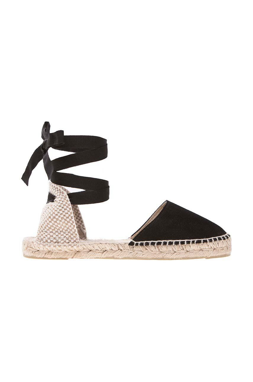 Manebi espadrile din piele intoarsa Flat Valenciana Espadrilles culoarea negru K 1.0 P0 - Pled.ro