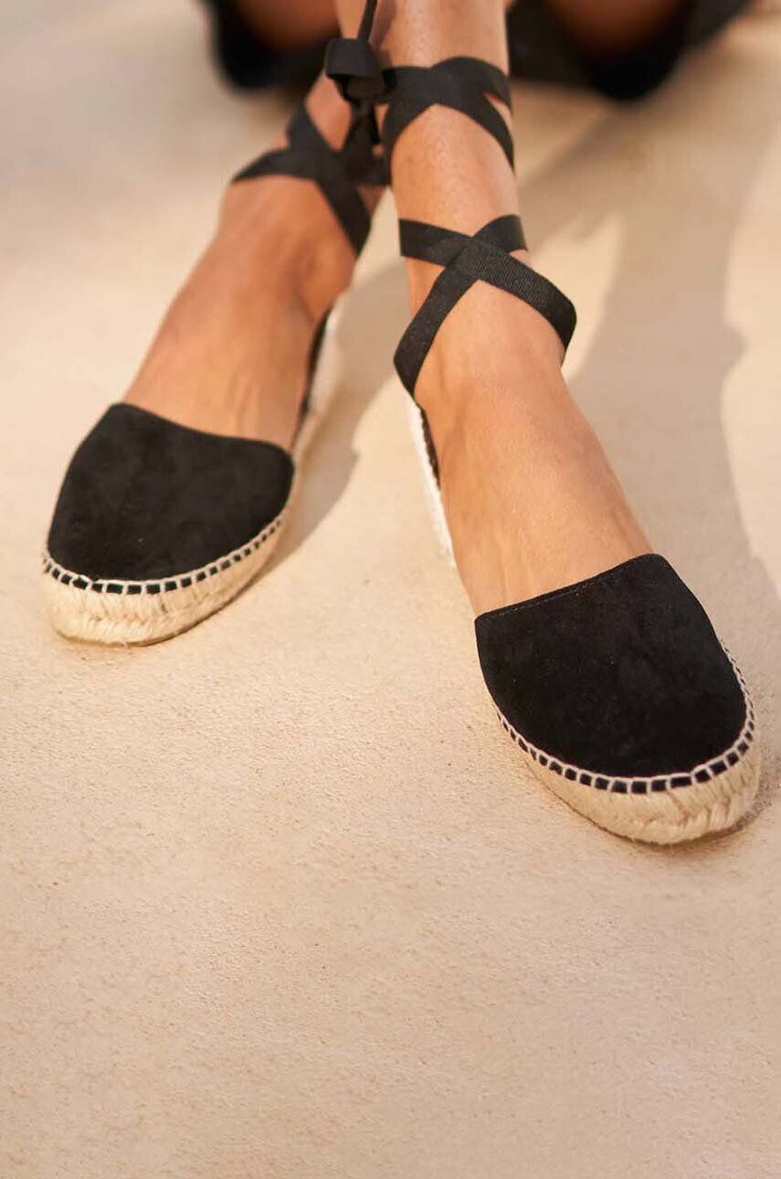 Manebi espadrile din piele intoarsa Flat Valenciana Espadrilles culoarea negru K 1.0 P0 - Pled.ro