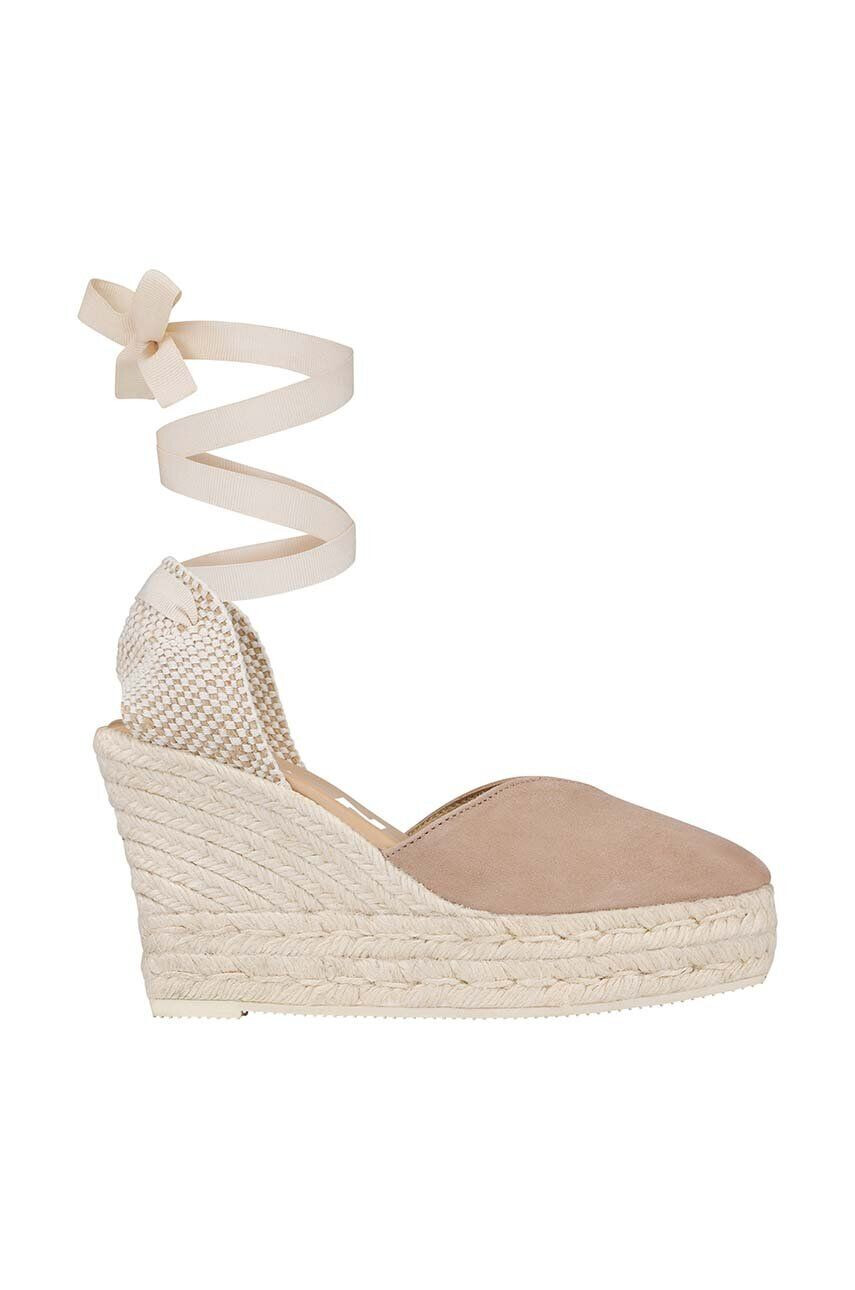 Manebi espadrile din piele intoarsa Heart-Shaped Wedge Espadrilles culoarea maro W 1.9 WH - Pled.ro