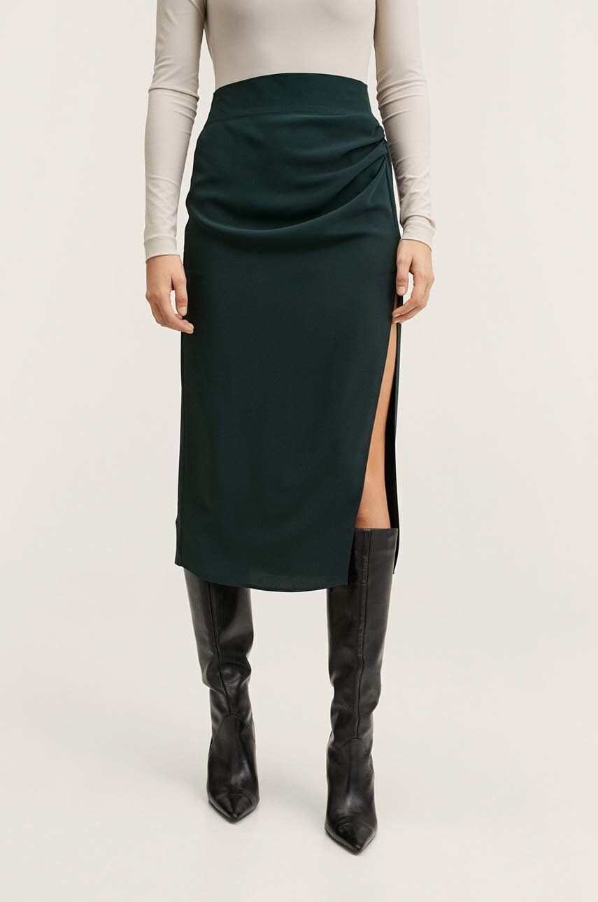 Mango fusta culoarea verde midi drept - Pled.ro