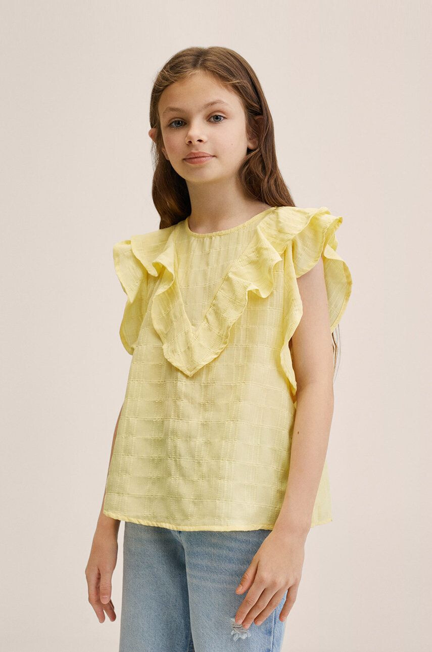 Mango Kids bluza copii culoarea galben neted - Pled.ro