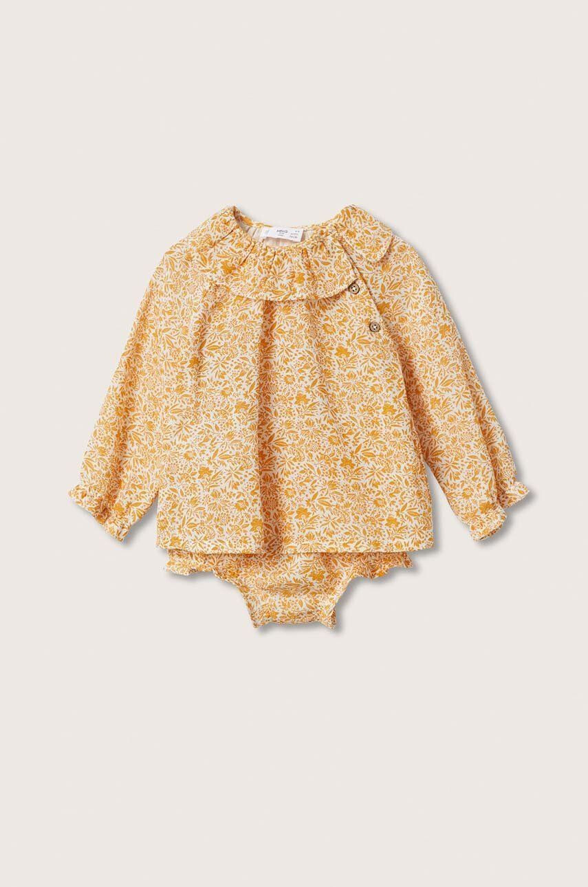 Mango Kids bluza de bumbac pentru copii culoarea galben modelator - Pled.ro