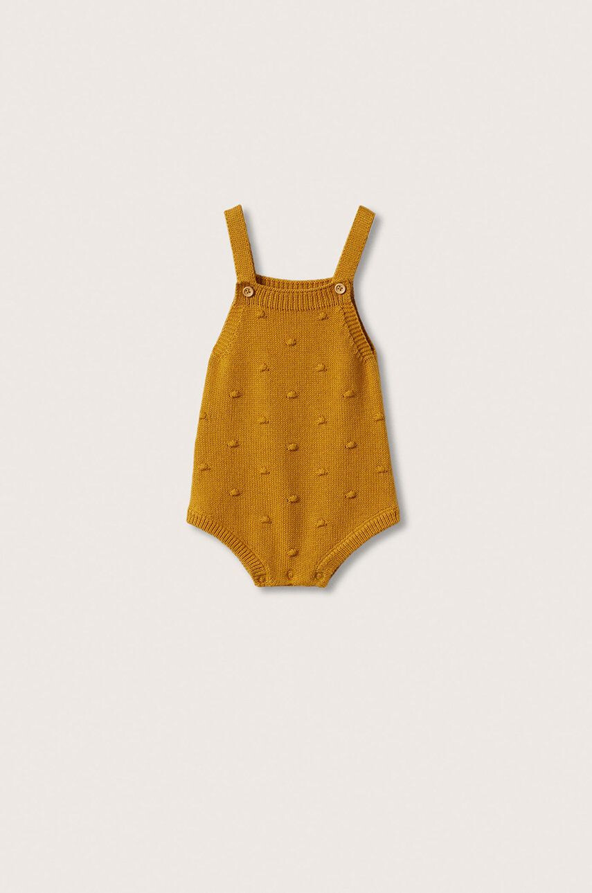 Mango Kids body bebe culoarea galben - Pled.ro