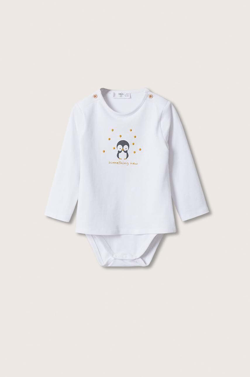 Mango Kids body bebe culoarea alb - Pled.ro